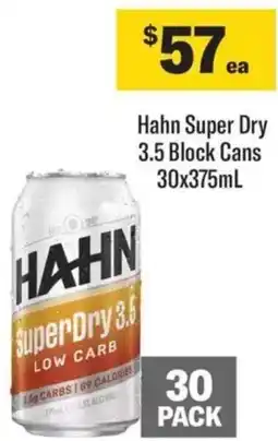 Liquorland Hahn Super Dry 3.5 Block Cans 30x375mL offer