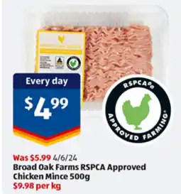 ALDI Broad Oak Farms RSPCA Approved Chicken Mince 500g offer