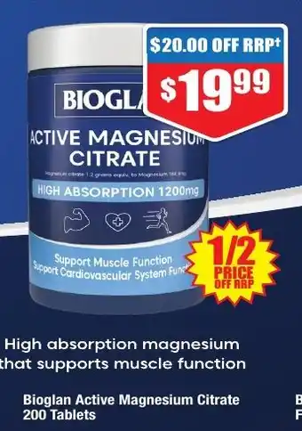 Chemist Warehouse bIOGLAN ACTIVE MAGNESIUM CITRATE offer