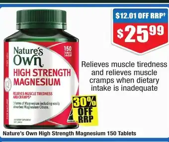 Chemist Warehouse Nature's Own HIGH STRENGTH MAGNESIUM offer