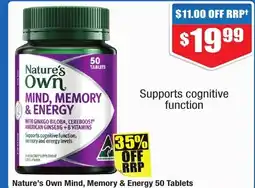 Chemist Warehouse Nature's Own Mind, Memory & Energy 50 Tablets offer
