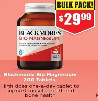 Chemist Warehouse Blackmores Bio Magnesium 200 Tablets offer