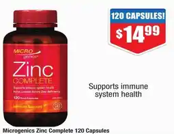 Chemist Warehouse Microgenics Zinc Complete 120 Capsules offer