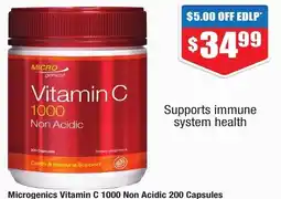 Chemist Warehouse Microgenics Vitamin C 1000 Non Acidic 200 Capsules offer