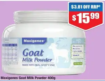 Chemist Warehouse Maxigenes Goat Milk Powder 400g offer