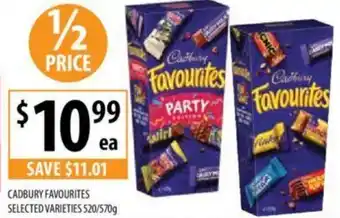 Supabarn CADBURY FAVOURITES SELECTED VARIETIES 520/570g offer