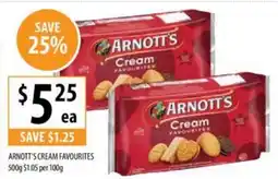 Supabarn ARNOTT'S CREAM FAVOURITES 500g $1.05 per 100g offer
