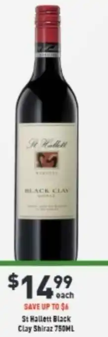 Liquor Legends St. Hallett Black Clay Shiraz 750 ml offer