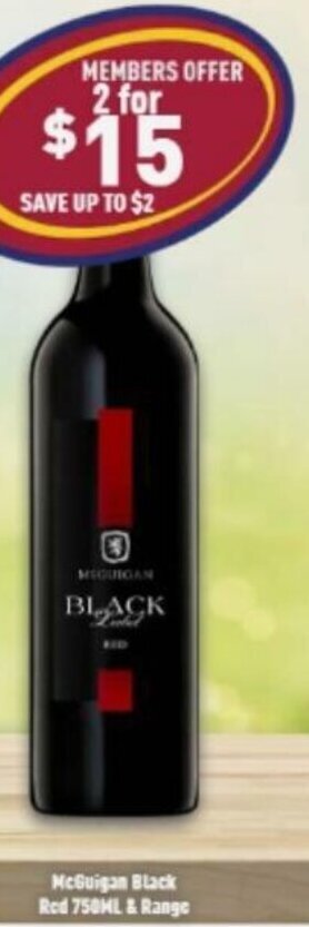 Liquor Legends McGuigan Black Red 750 ml offer