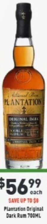 Liquor Legends Plantation Original Dark Rum 700 ml offer