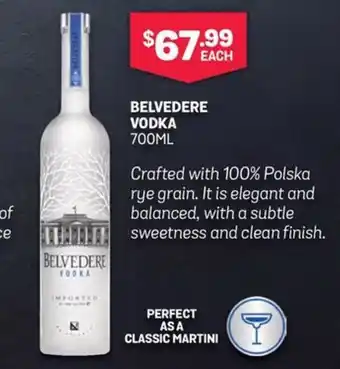 Bottlemart BELVEDERE VODKA offer