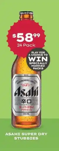 Thirsty Camel ASAHI SUPER DRY STUBBIES offer