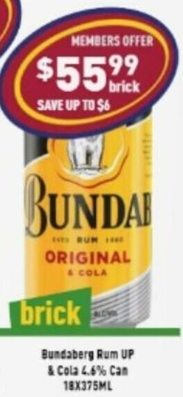Liquor Legends Bundaberg Rum Up & Cola offer