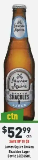 James Squire Brokes Shackles Lager Bottle