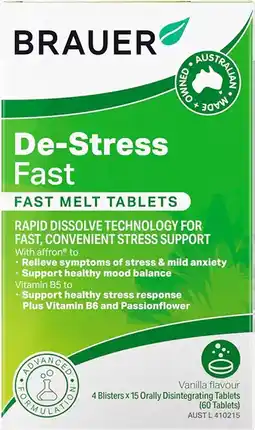 healthylife Brauer De-Stress Fast Melt 60 Tablets offer