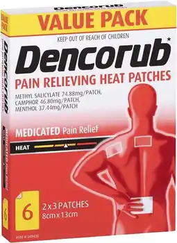 healthylife Dencorub Pain Relieving Heat Patches 6 Pack offer