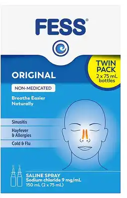 healthylife Fess Original Saline Nasal Spray 2 x 75ml offer