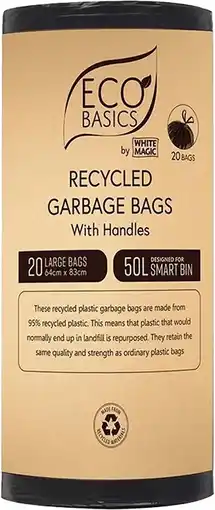 healthylife White Magic Eco Basics Garbage Bags Large 50L x 20 Bags offer