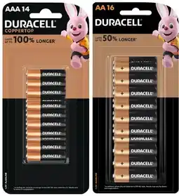 Coles Duracell Coppertop Batteries AA 16 Pack or AAA 14 Pack offer