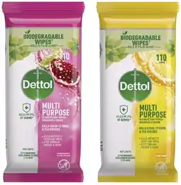Coles Dettol Multipurpose Disinfectant Wipes 110 Pack offer