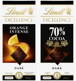 Coles Lindt Excellence or Lindor Block Chocolate 80g-100g offer