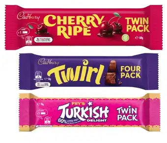 Coles Cadbury Chocolate Bar Twin or Four Pack 58g-80g offer