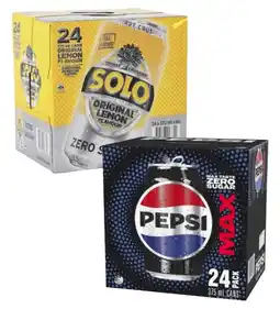 Coles Pepsi Max or Solo Soft Drink 24x375mL offer