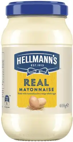 Coles Hellmann's Real Mayonnaise 400g offer