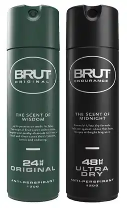 Coles Brut Antiperspirant Aerosol Deodorant 130g offer