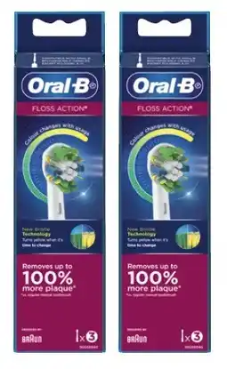 Coles Oral B Floss Action Electric Toothbrush Refill Heads 3 Pack offer