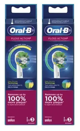 Coles Oral B Floss Action Electric Toothbrush Refill Heads 3 Pack offer