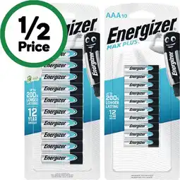 Woolworths Energizer Max Plus AA or AAA Pk 10 offer