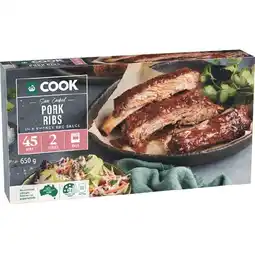 Woolworths Woolworths COOK Slow Cooked Pork Ribs In Smokey BBQ Sauce 650g offer