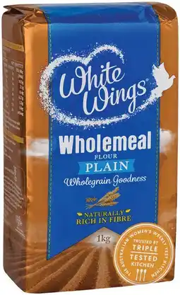 IGA White Wings Wholemeal Plain Flour or Self Raising Flour 1kg offer