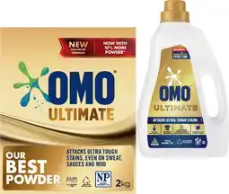 IGA OMO Ultimate Liquid 2 Litre and Powder 2kg Selected Varieties offer