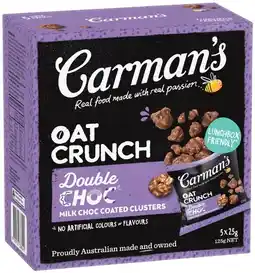 IGA Carman’s Oat Crunch Clusters 5 Pack or Fruit Straps 5 Twin Pack Selected Varieties offer
