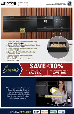 Designer Appliances SMEG PRODUCTS offer