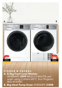 Designer Appliances FISHER & PAYKEL A. 8.5kg Front Load Washer offer