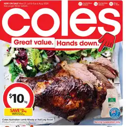 Coles Coles Australian Lamb Whole or Half Leg Roast Product sold uncooked offer