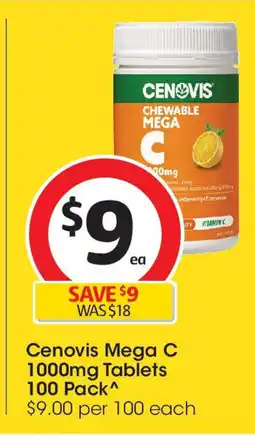 Coles Cenovis Mega C 1000mg Tablets 100 Pack^ offer