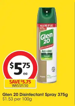Coles Glen 20 Disinfectant Spray 375g offer