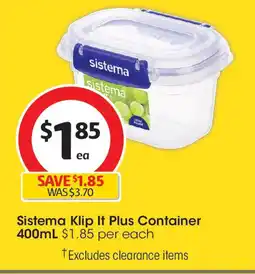 Coles Sistema Klip It Plus Container 400mL offer