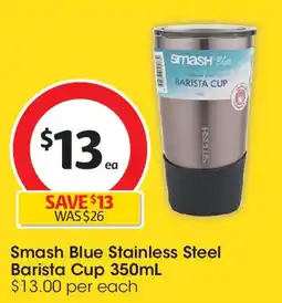 Coles Smash Blue Stainless Steel Barista Cup 350mL offer