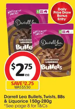 Coles Darrell Lea Bullets, Twists, BBs & Liquorice 150g-280g +See page 8 for T&Cs offer