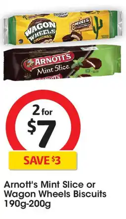 Coles Arnott's Mint Slice or Wagon Wheels Biscuits 190g-200g offer