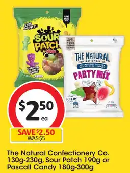 The Natural Confectionery Co. 130g-230g, Sour Patch 190g or Pascall Candy 180g-300g