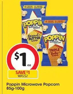 Coles Poppin Microwave Popcorn 85g-100g offer