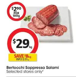 Coles Bertocchi Soppressa Salami offer
