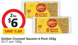 Coles Golden Crumpet Squares 6 Pack 425g offer