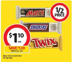 Coles Mars Chocolate Bar 22.5g-56g offer